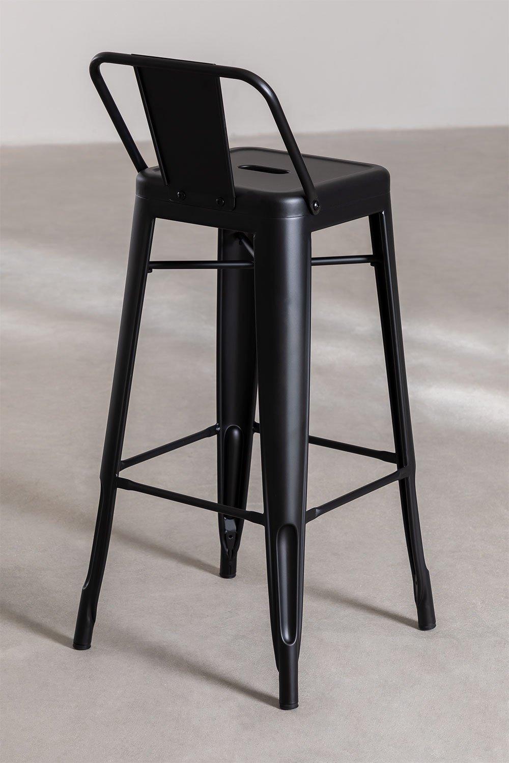 Sklum Taburete Alto Con Respaldo 76cm En Acero Negro LIX Mate