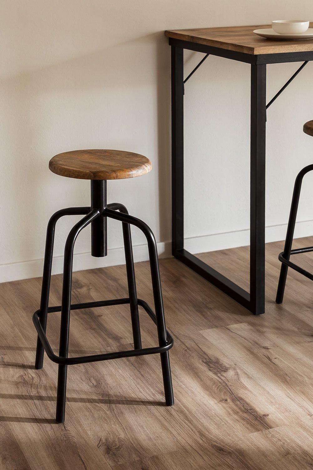 sklum Taburete alto regulable en acero y madera Ery