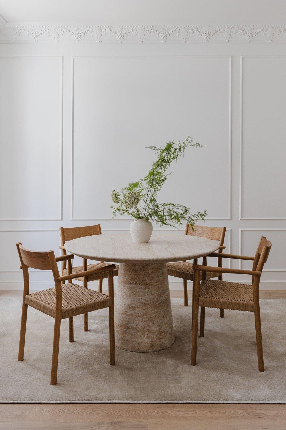 sklum Tavolo da pranzo rotondo in cemento effetto travertino (Ø120 cm) Noemi