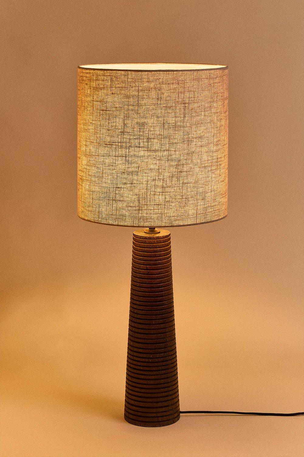 Sklum Tischlampe ↑75 Cm Aus Mangoholz Und Leinen Sirmione