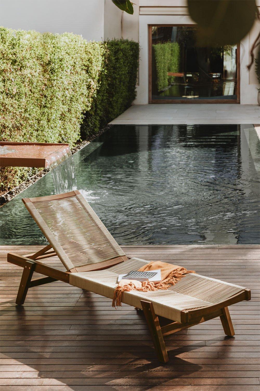 sklum Tumbona reclinable en madera de acacia y cuerda trenzada Tenay