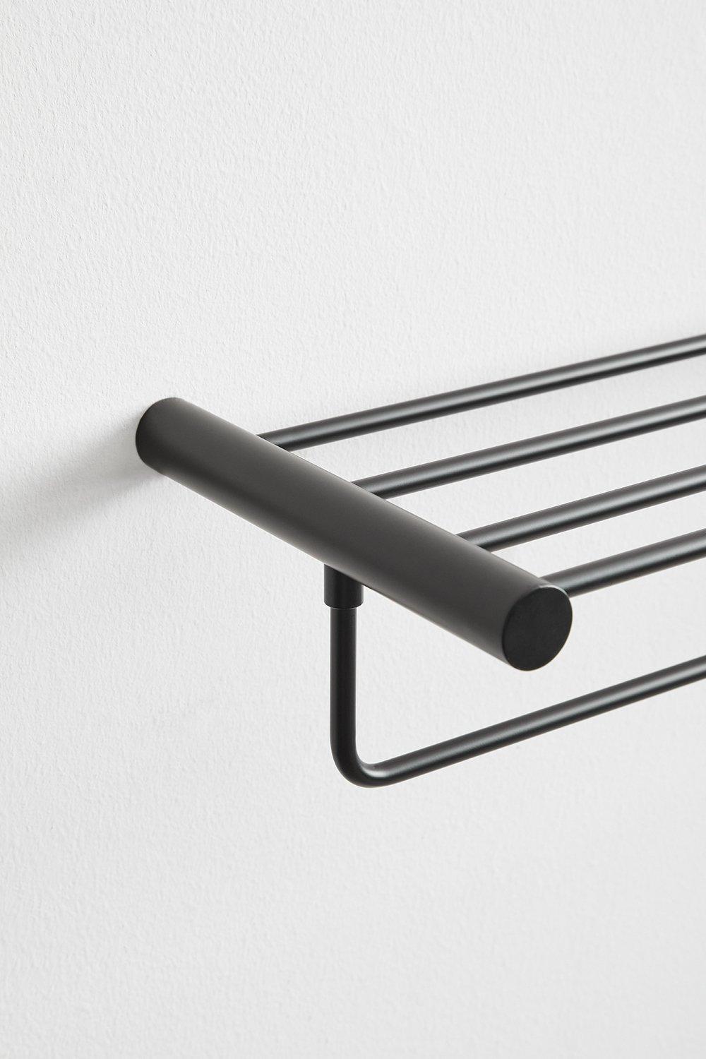 Sklum Wall-mounted Bathroom Towel Rack With Shelf In Stainless Steel Devon