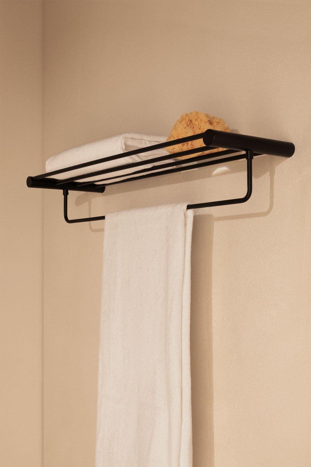 sklum Wall-mounted bathroom towel rack with shelf in stainless steel Devon