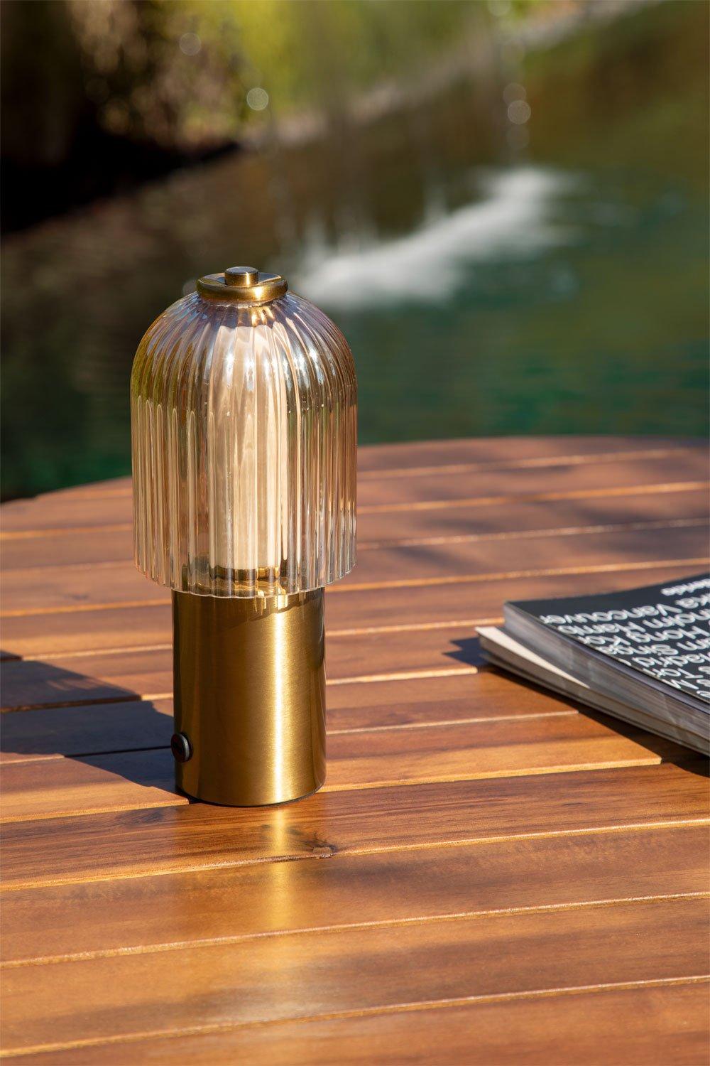 sklum Wireless LED outdoor table lamp in iron and glass Neristan