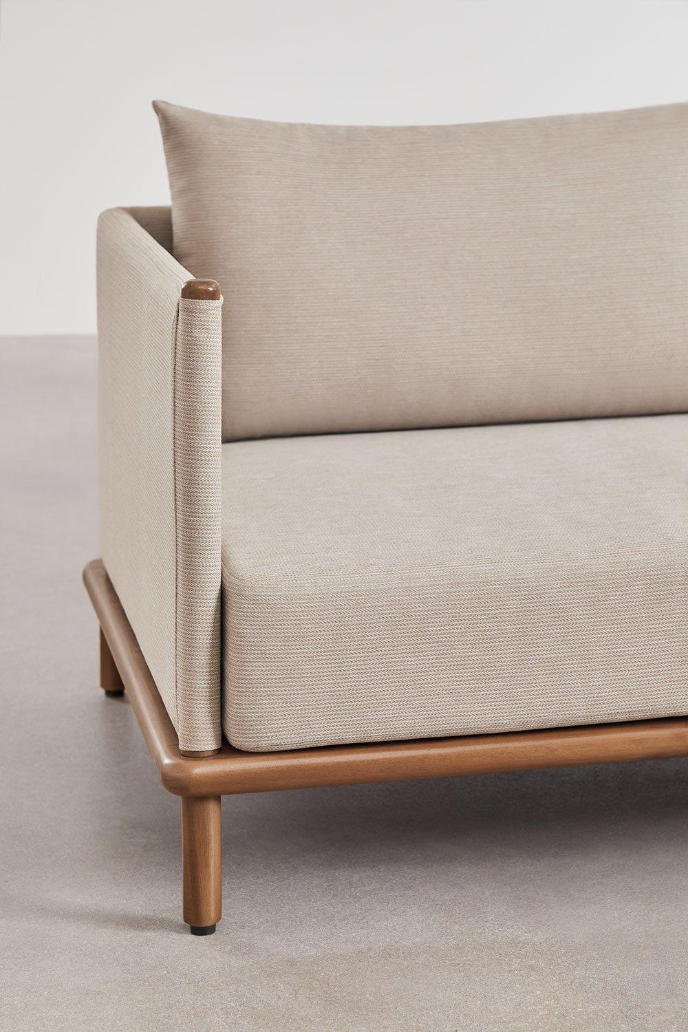Sklum Wohnzimmerset Mit 3-Sitzer-Sofa Und 2 Runden Couchtischen Aus Olivia-Akazienholz