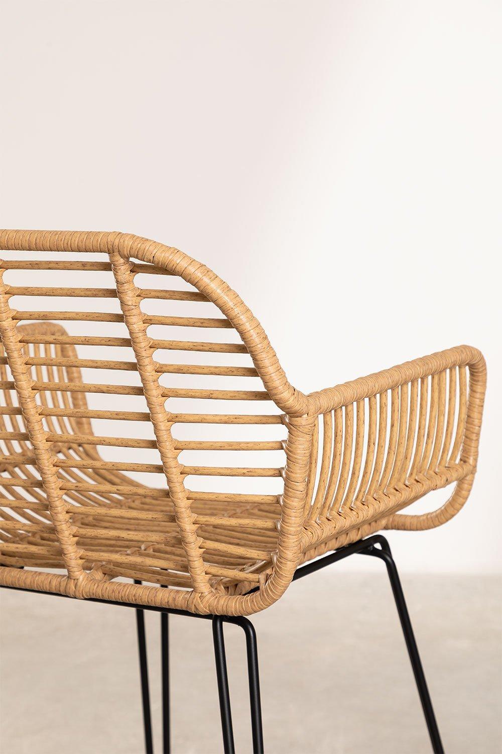 Sklum Wysoki Stołek 65cm Z Rattanu Z Czarnymi Nogami Eska