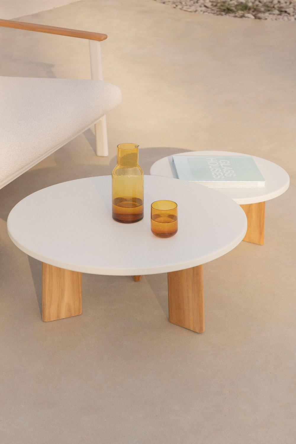 sklum Zestaw 2 okrągłych stolików kawowych do ogrodu z aluminium Yervin