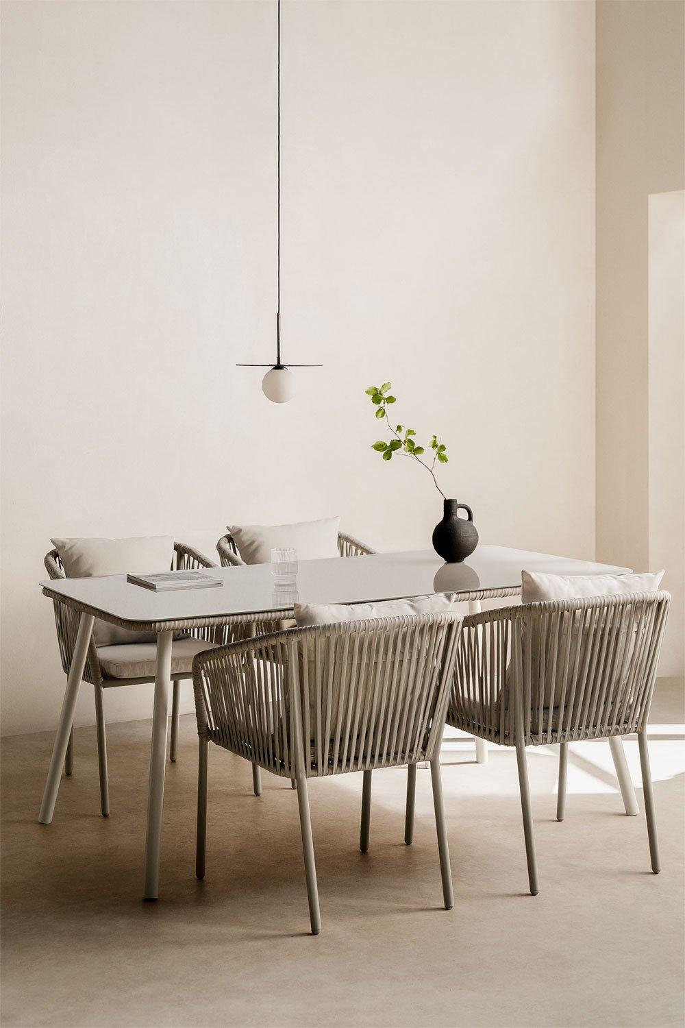 sklum Zestaw Arhiza Classic prostokątny stół 160x90 cm i 4 krzesła do jadalni z aluminium