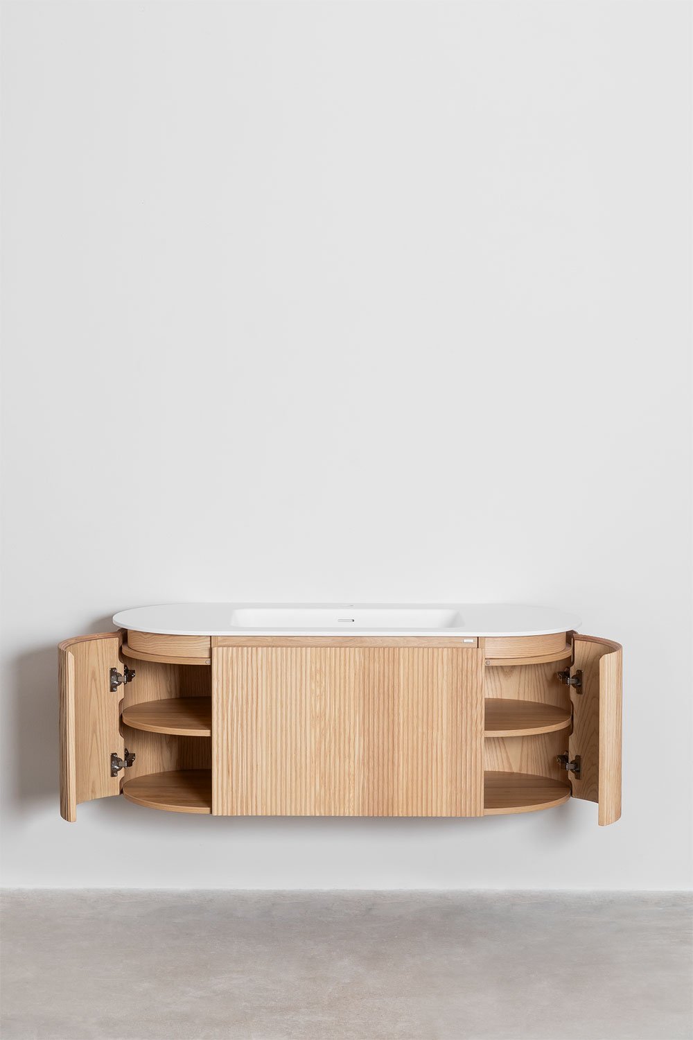 Sklum Zestaw Drewnianych Mebli łazienkowych Carsone Ze Zintegrowaną Umywalką