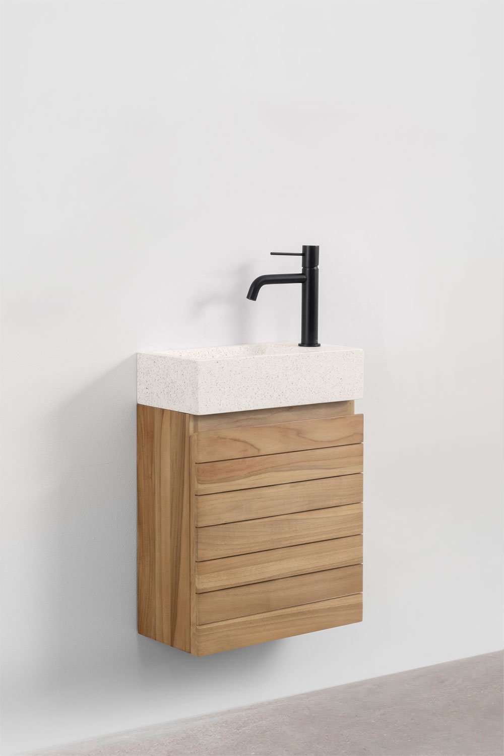 Sklum Zestaw Mebli łazienkowych Z Drewna Tekowego Ze Zintegrowaną Umywalką Z Cementu Napier