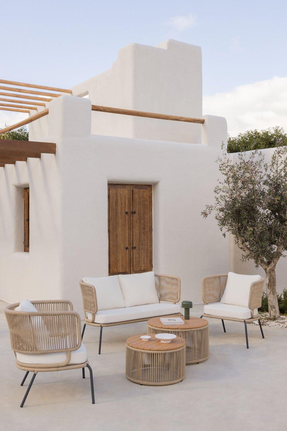 sklum Zestaw ogrodowy 5-częściowy z sofą 2-osobową 2 fotelami i 2 stolikami kawowymi Calipso