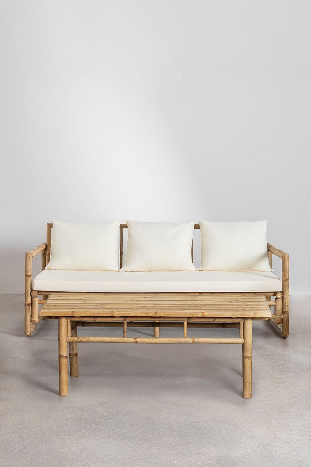 Sklum Zestaw Ogrodowy Z 3-osobową Sofą I Stolikiem Kawowym 120x60cm Z Bambusa Livayna