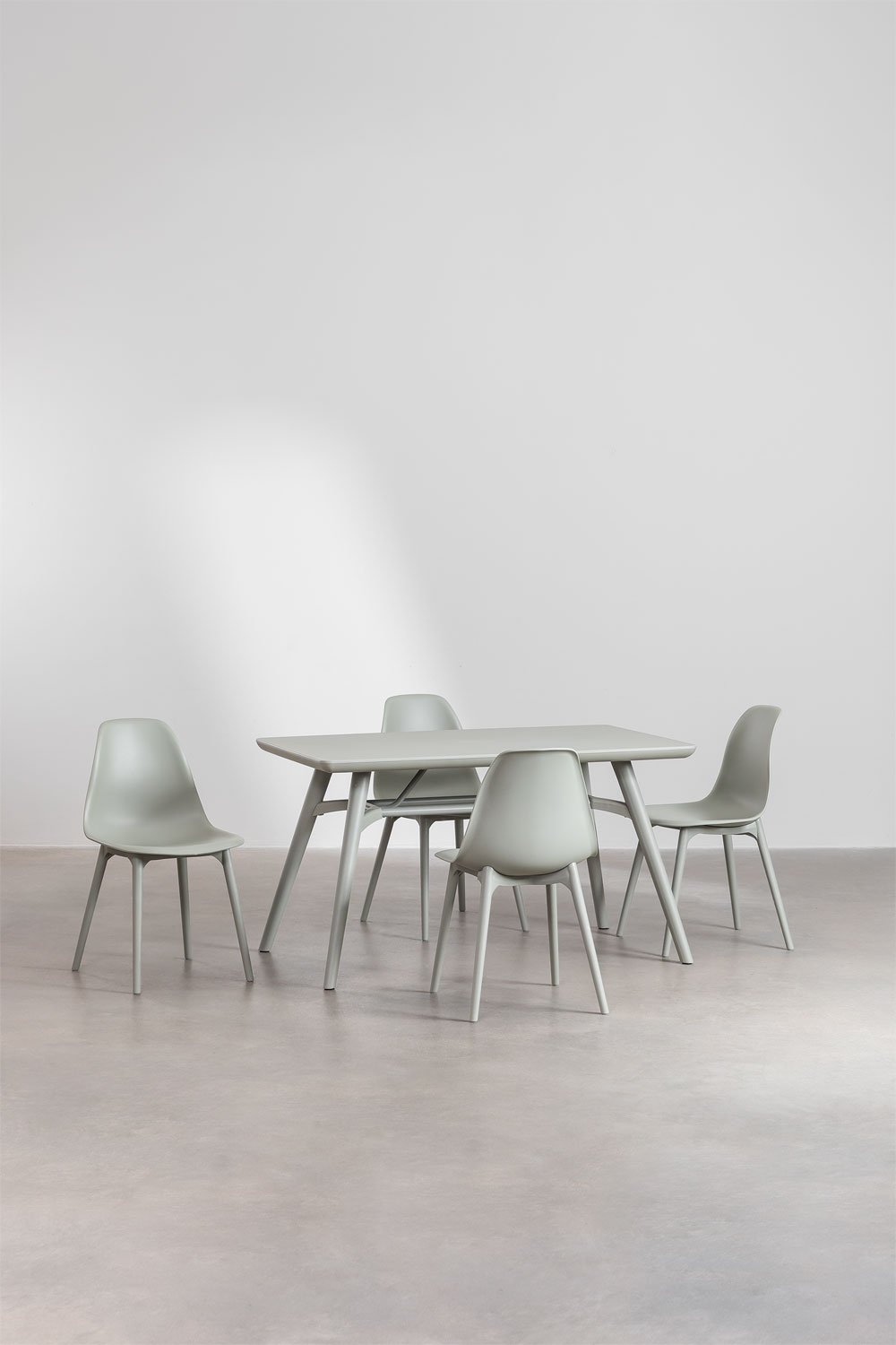 Sklum Zestaw Stołowy Prostokątny 135x80 Cm I 4 Krzesła Ogrodowe Z Polietylenu Skandynawskiego