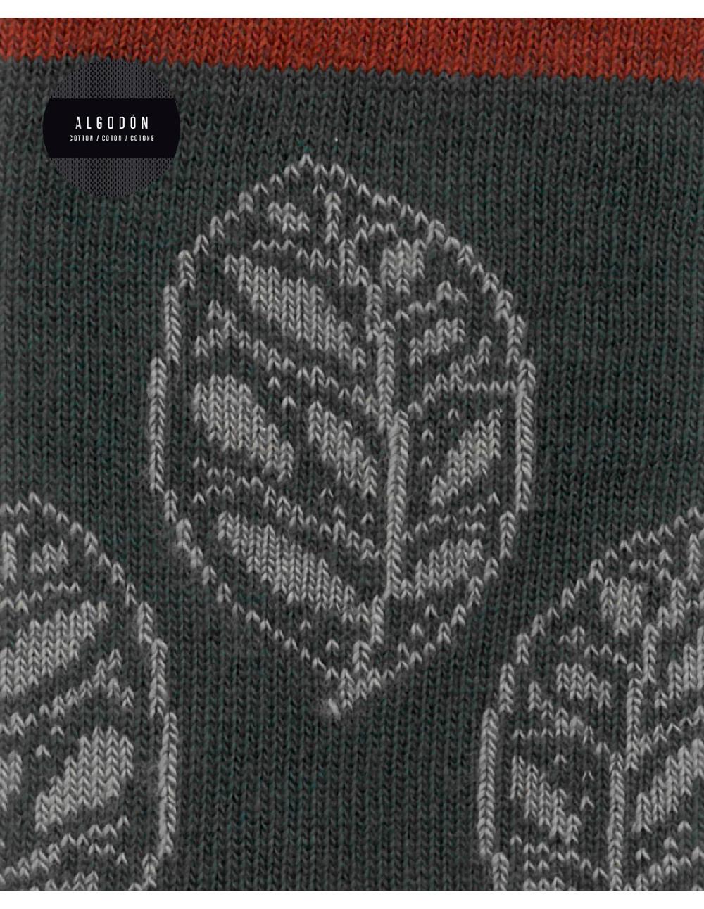 Sombreros Albero Calcetines Algodon Hojas Verde De Punto Blanco