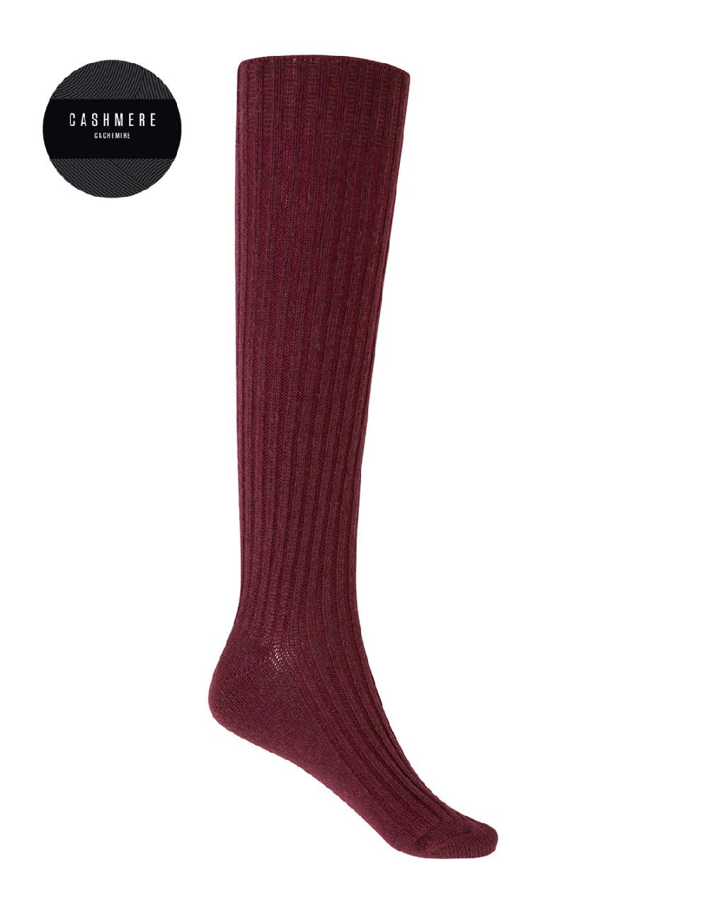 sombreros albero Calcetines Altos Cashmere Lana Canale Morados de Punto Blanco