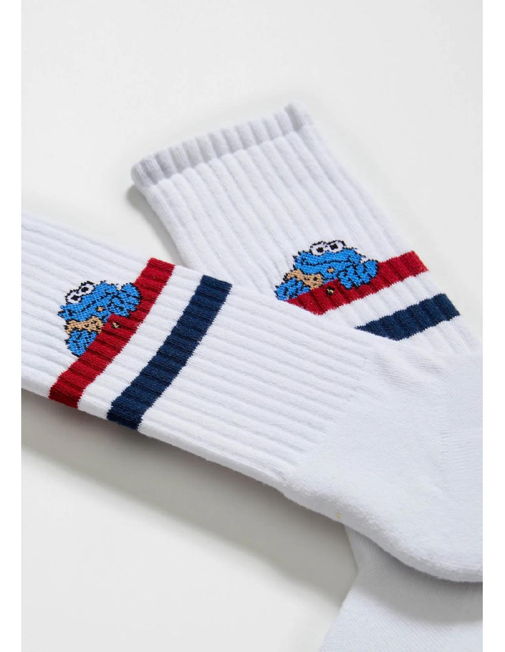 Sombreros Albero Calcetines BESESAMESTREET Cookie Monster Blanco De BESOCKS