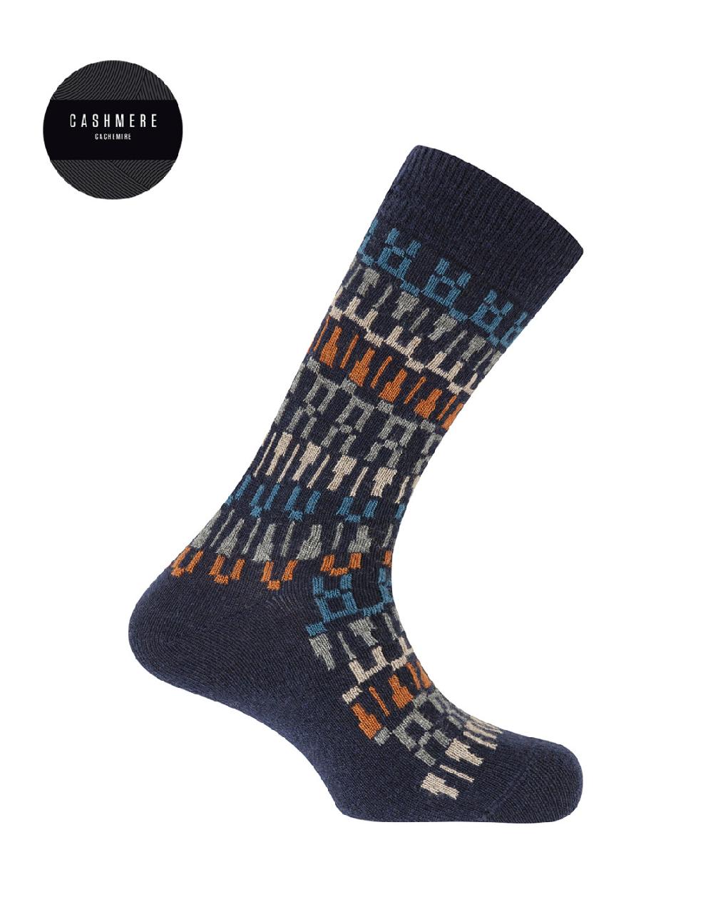 sombreros albero Calcetines Cashmere Lana Cenefa Marino de Punto Blanco