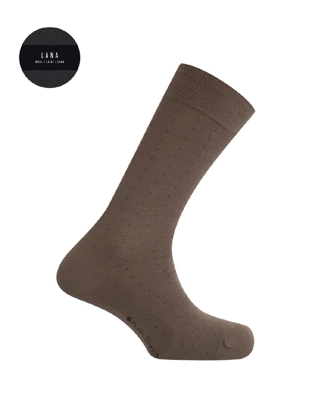 sombreros albero Calcetines Lana Puntos Marrón de Punto Blanco