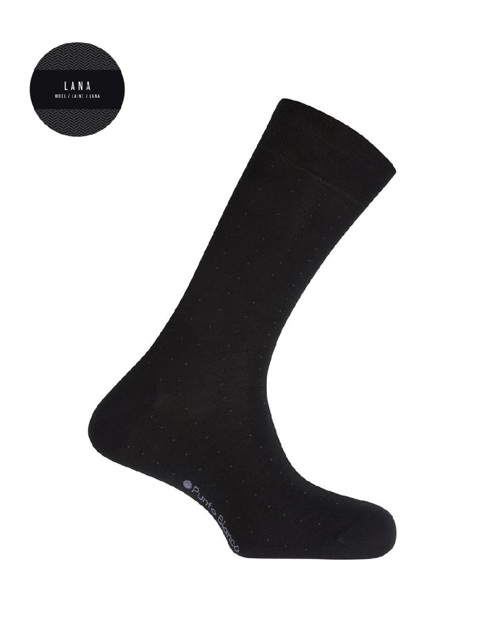 sombreros albero Calcetines Lana Puntos Negro de Punto Blanco