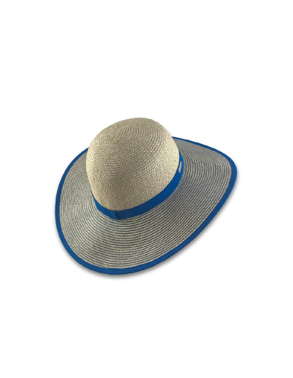 Sombreros Albero Sombrero Paper Braid Cloche Contrast Azul Y Lino De Seeberger