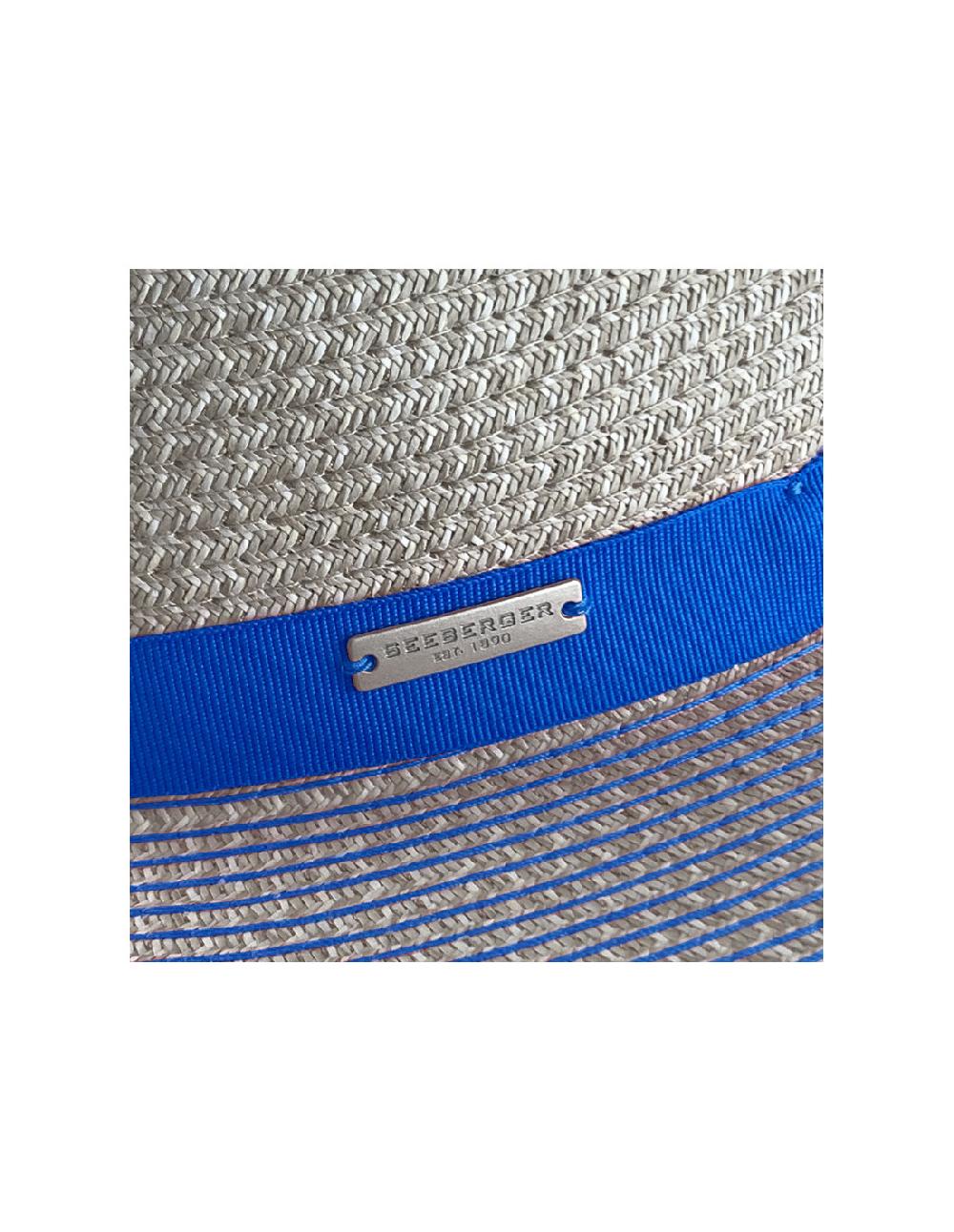Sombreros Albero Sombrero Paper Braid Cloche Contrast Azul Y Lino De Seeberger