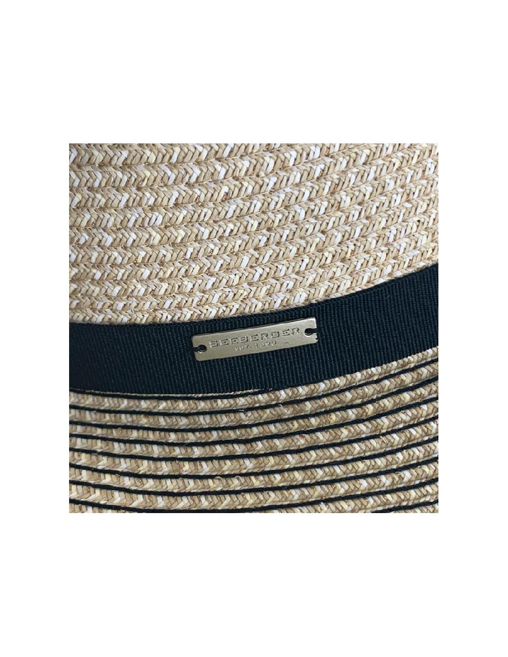 Sombreros Albero Sombrero Paper Braid Cloche Contrast Negro Y Lino De Seeberger