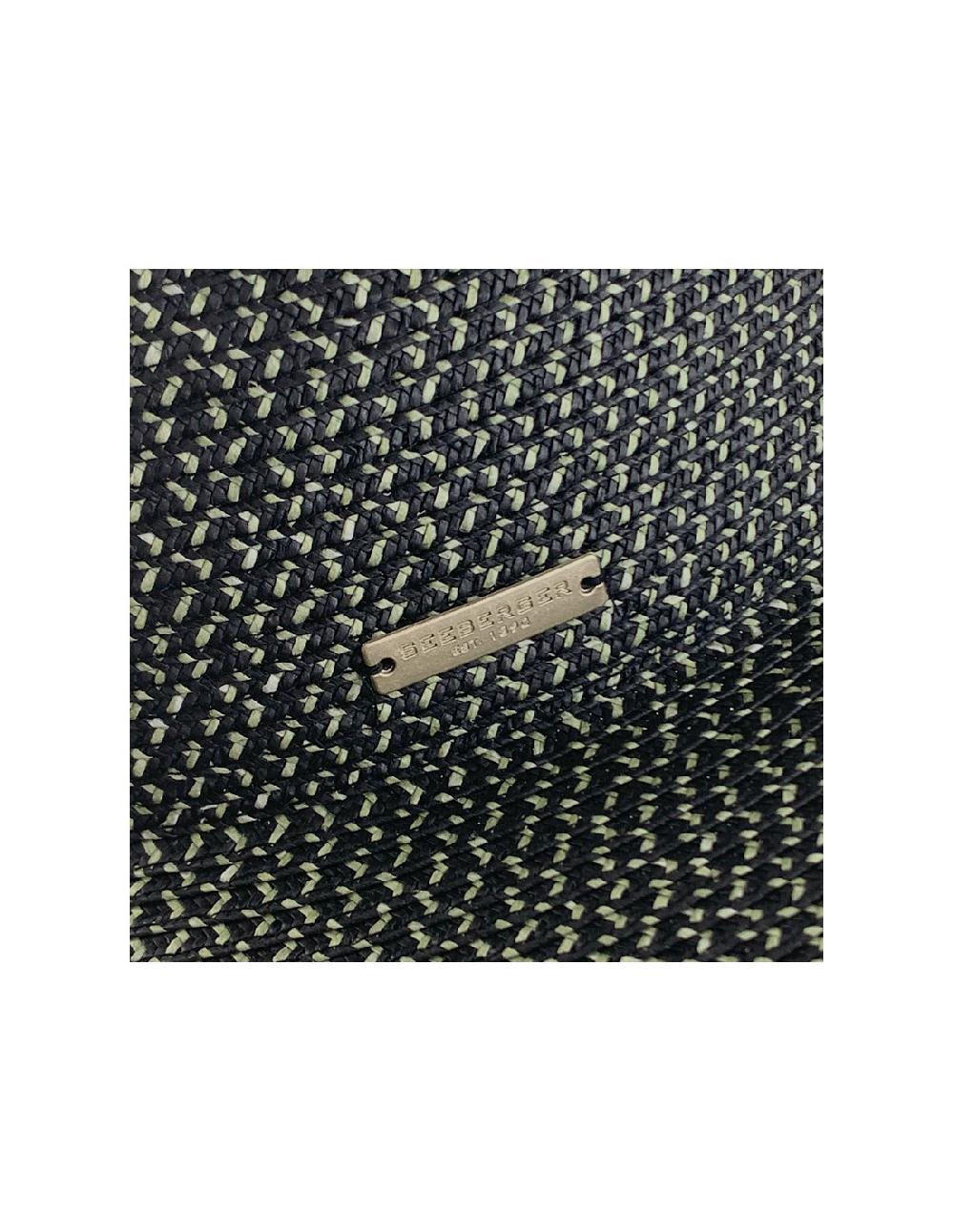 Sombreros Albero Sombrero Paper Braid Floppy Contrast Negro Y Verde De Seeberger