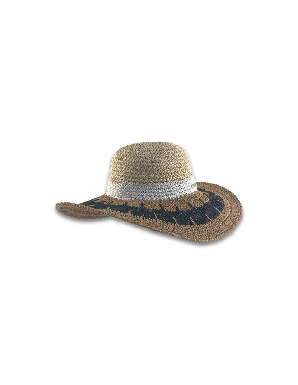 Sombreros Albero Sombrero Paper Crochet Floppy Multicolor Negro Y Lino De Seeberger