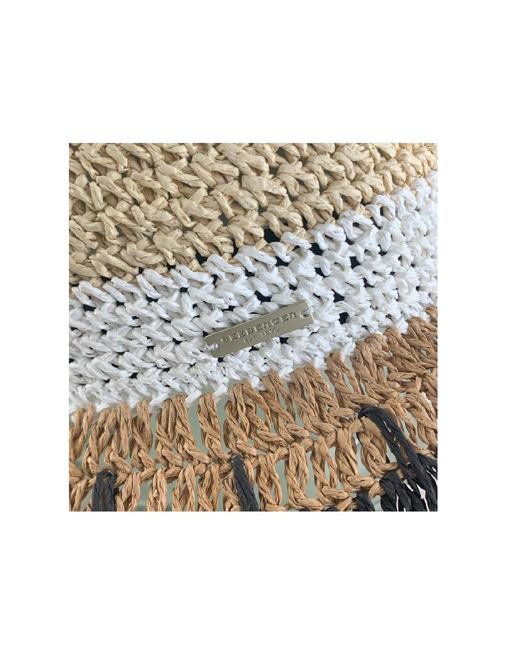 Sombreros Albero Sombrero Paper Crochet Floppy Multicolor Negro Y Lino De Seeberger