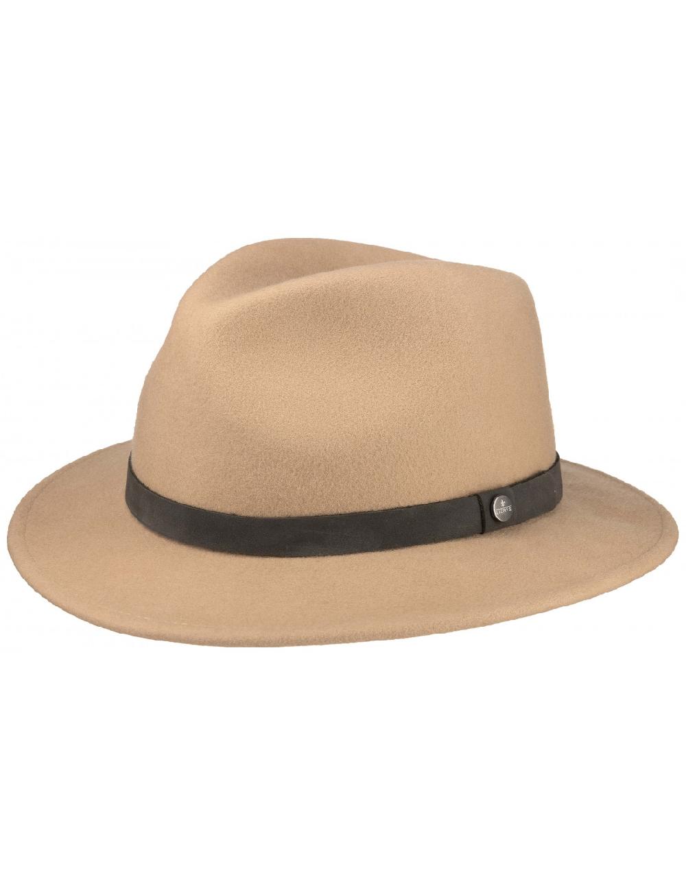 sombreros albero Sombrero Traveller Woolfelt Lierys Beige Cinta de Piel