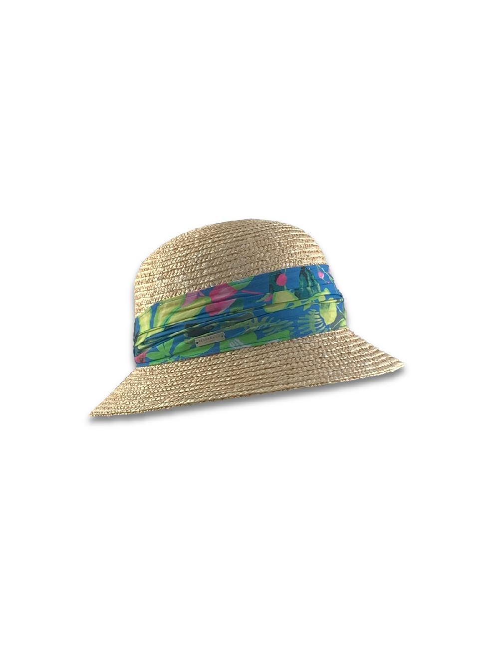 sombreros albero Sombrero Wheat Braid Cloche Colorful Fabric de Seeberger