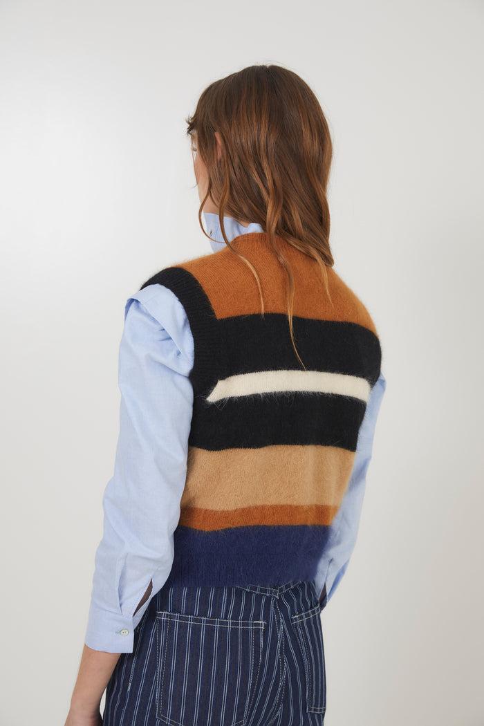 Sophie And Lucie CHALECO PUNTO RAYAS CAMEL