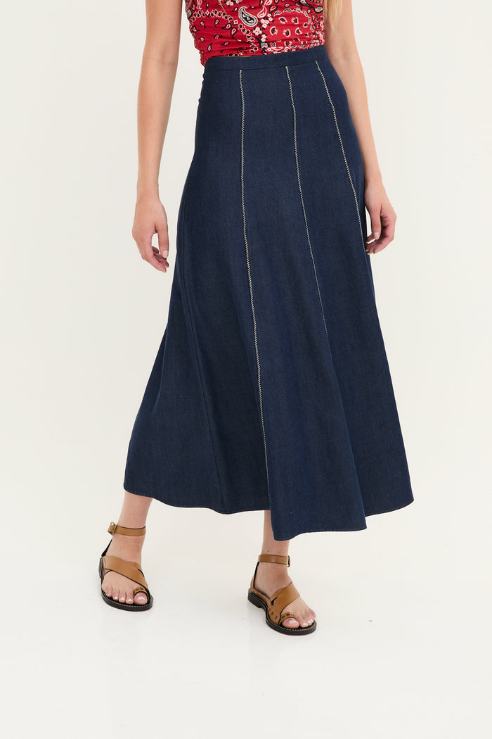 sophie and lucie FALDA ZIGZAG TENCEL AZUL