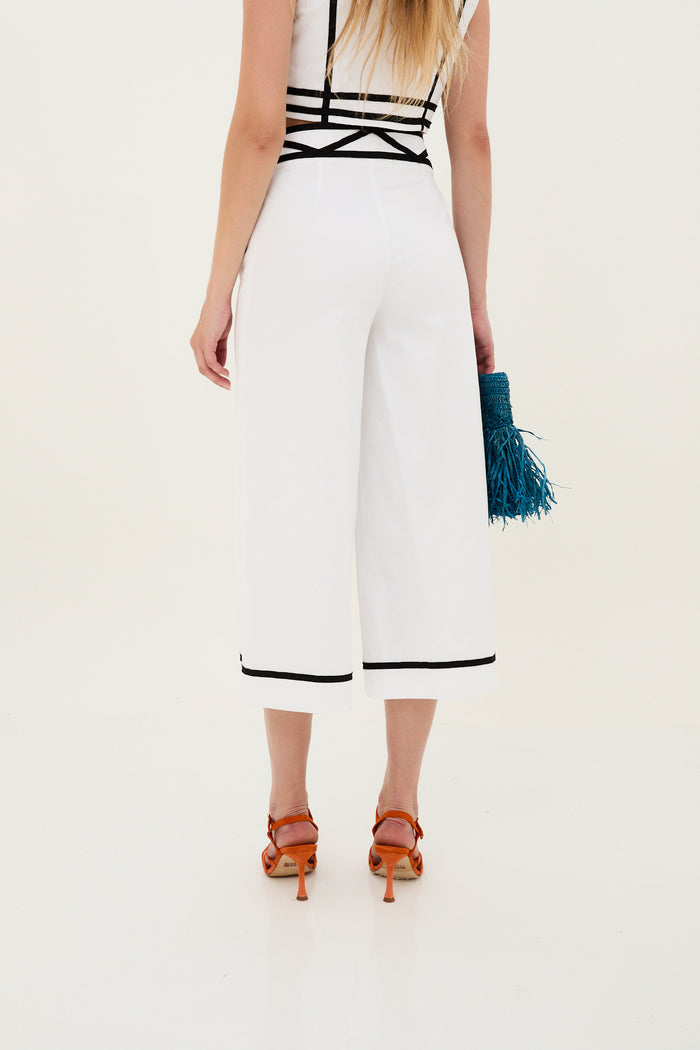 Sophie And Lucie PANTALÓN CINTAS ALGODÓN BLANCO