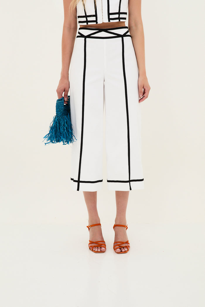 sophie and lucie PANTALÓN CINTAS ALGODÓN BLANCO