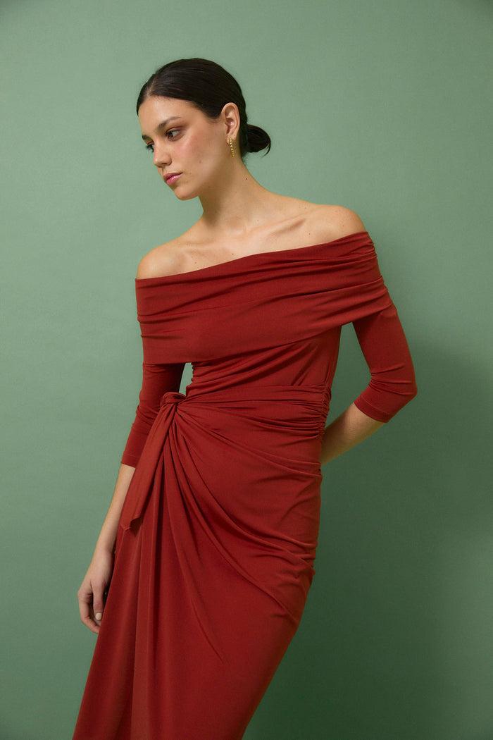 sophie and lucie TÚNICA PAREO PUNTO CARMESI