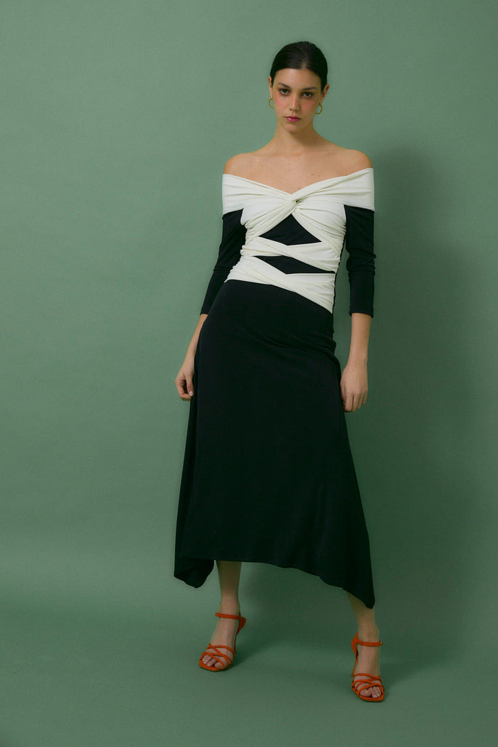 sophie and lucie VESTIDO NUDO PUNTO NEGRO