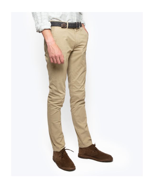 Spezial Madrid 40 Weft Ronan Regular Slim Chino Beige