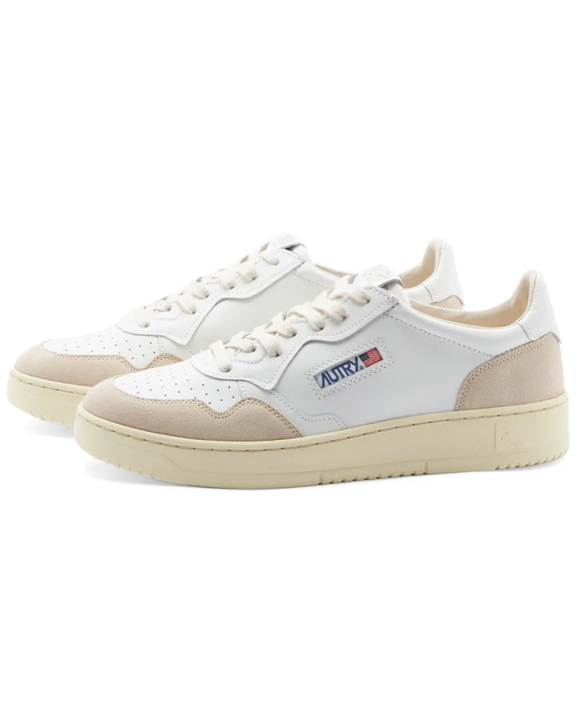 spezial madrid Autry Medalist Low Leather and Suede Sneaker White & White