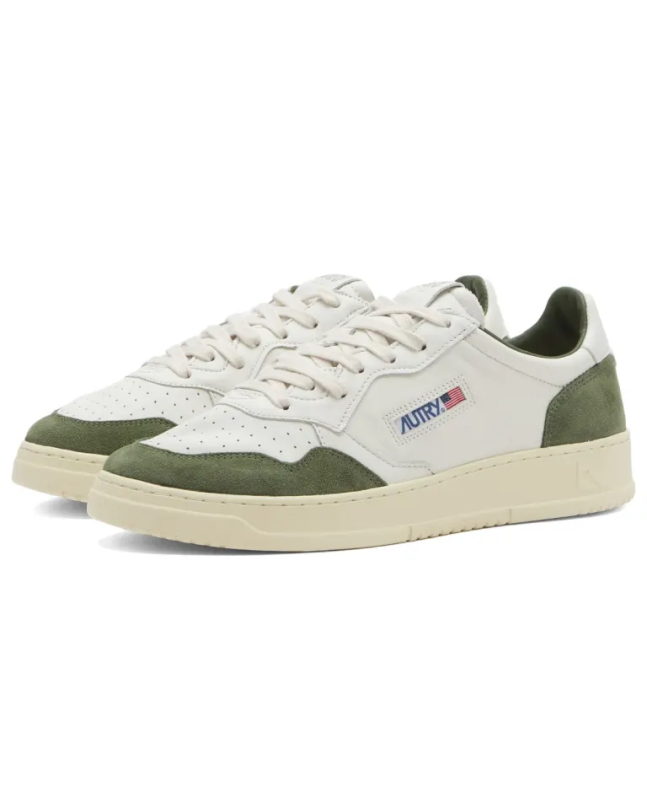 spezial madrid Autry Medalist Low Leather and Suede Sneaker White & Military