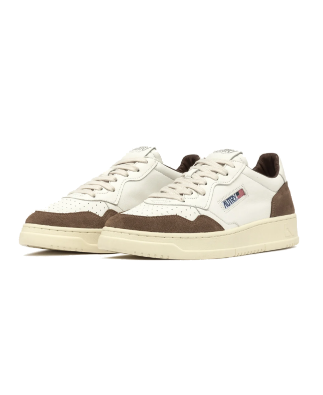 spezial madrid Autry Medalist Low Leather and Suede Sneaker White & Cigar