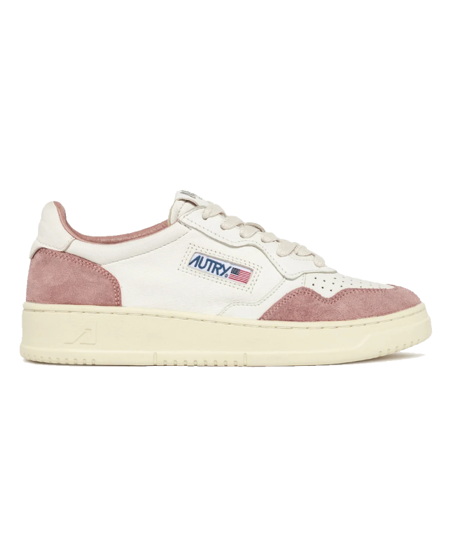 Spezial Madrid Autry Medalist Low Leather Sneaker White Goatskin & Pink Suede