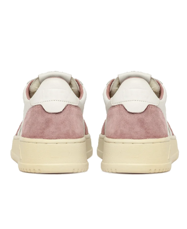 Spezial Madrid Autry Medalist Low Leather Sneaker White Goatskin & Pink Suede