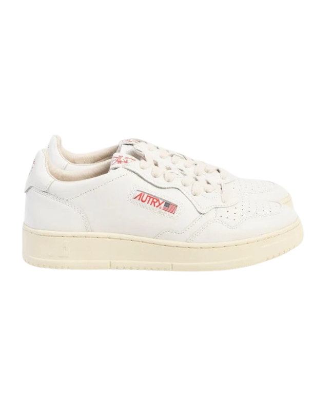 Spezial Madrid Autry Medalist Low Leather Sneakers Statue Of Liberty Logo White & Red