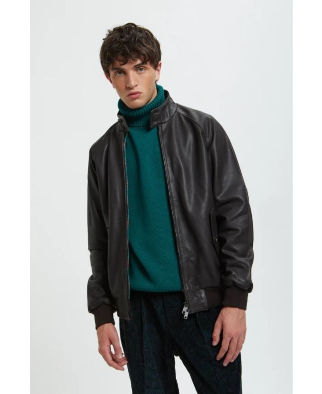 Spezial Madrid Baracuta G9 Harrington Jacket Leather Dark Brown