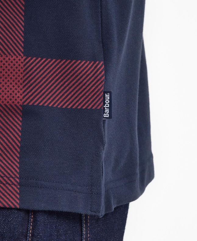 Spezial Madrid Barbour Blaine Tartan Long Sleeved Polo Shirt Dark Navy