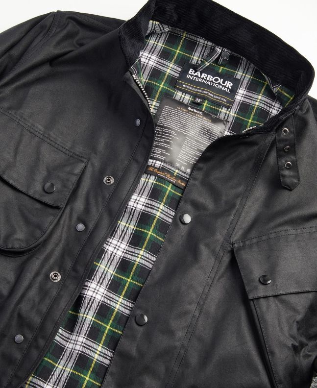 Spezial Madrid Barbour International Reflective A7 Waxed Jacket Classic Black