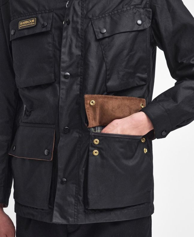Spezial Madrid Barbour International Westross Waxed Jacket Classis Black