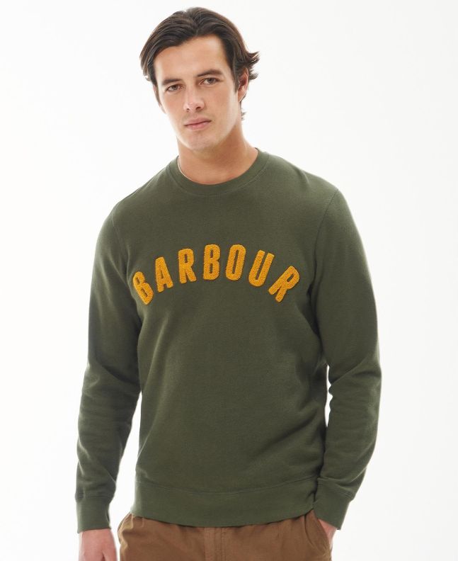 Spezial Madrid Barbour Prep Logo Crew Mens Sweatshirt Olive
