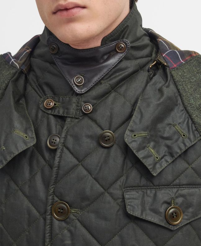 Spezial Madrid Barbour X TO KI TO Driving Quilted Waxed Jacket Archive Olive